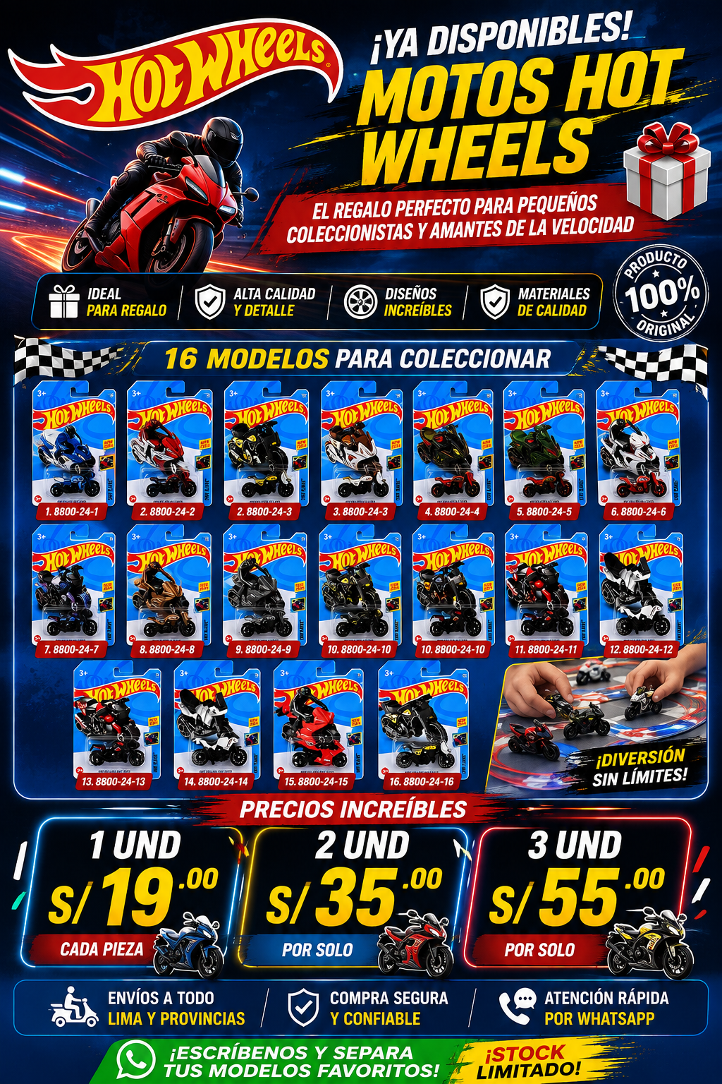 🔥MOTOS HOT WHEELS 🏍️
